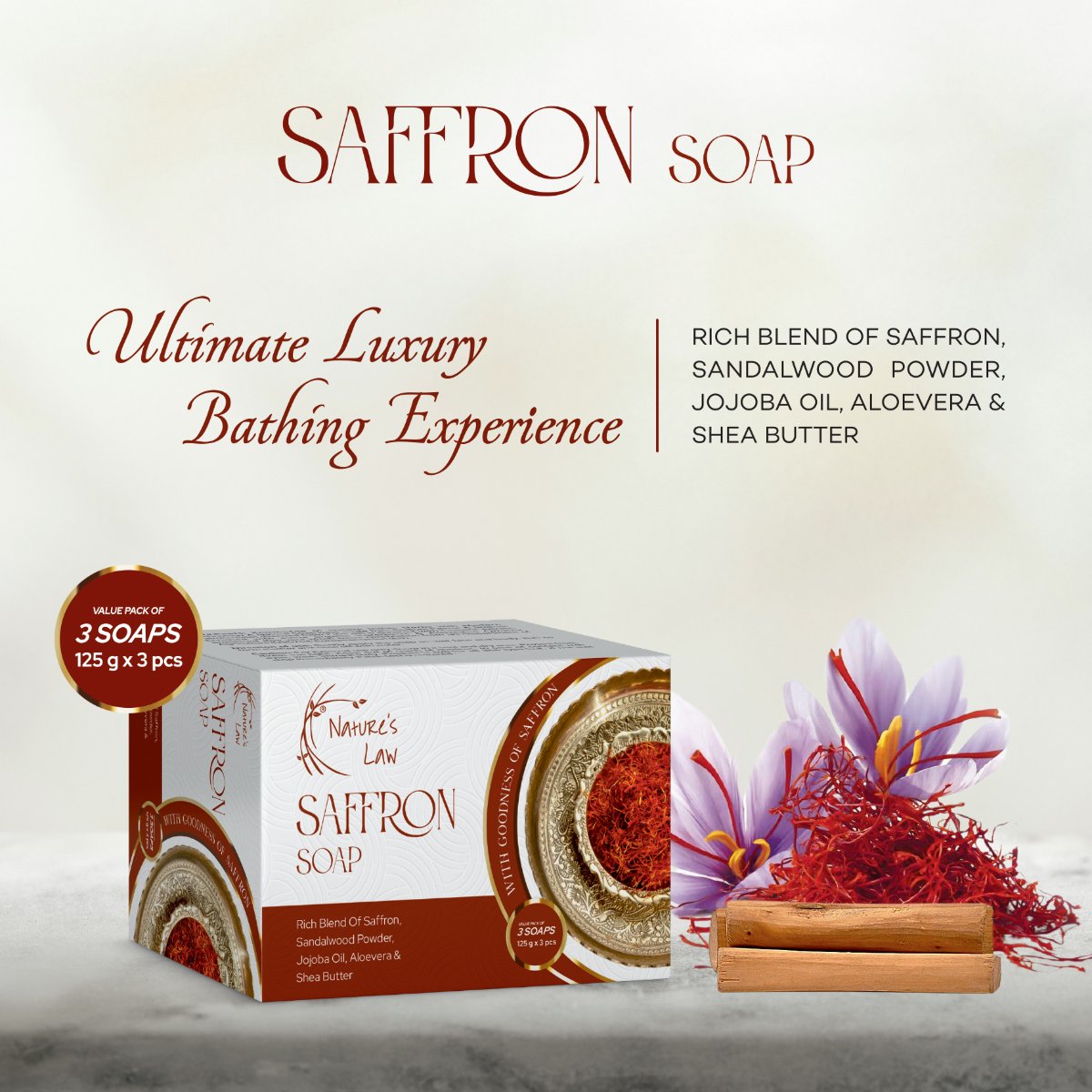 Saffron Soap (Pack of 3)