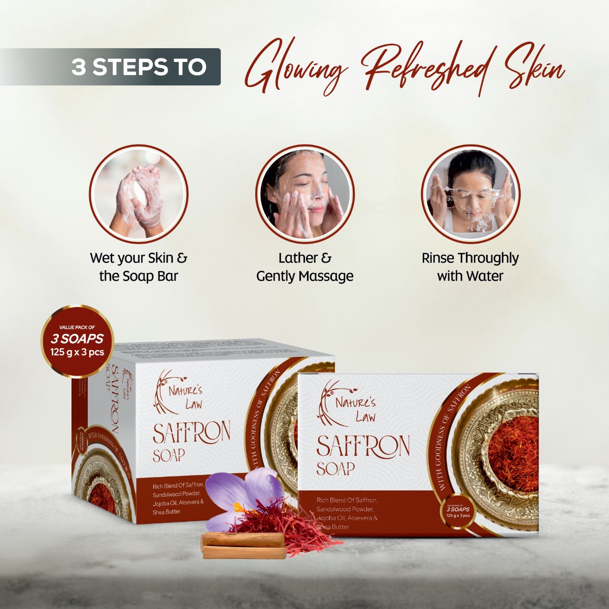 Saffron Soap (Pack of 3)